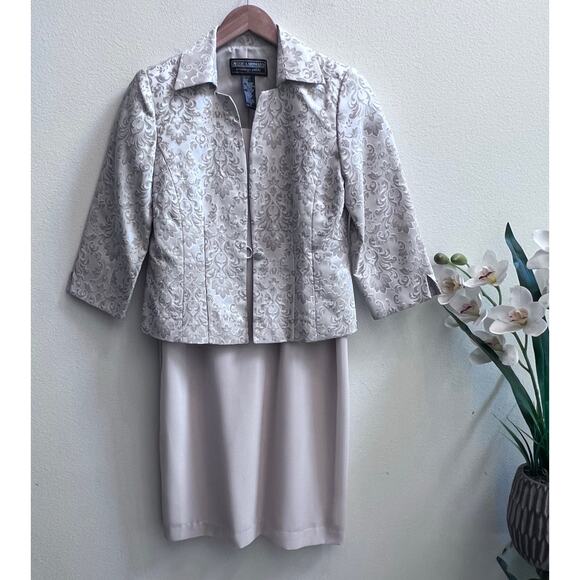 Jessica Howard Formal 2 PC Cream Color Jacket Beaded and Dress Set Sequins Sz 6P - Picture 1 of 8